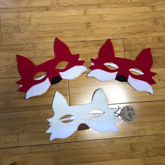 5 Woodland Animals Handmade Soft Felt Children's Masks Halloween Lot Costume - Picture 3 of 11